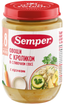 Пюре Овощи с кроликом в сливочном соусе с 8 мес, 190 г