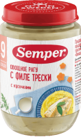 Пюре Semper (Сэмпер) Овощное рагу с филе трески, 190  г