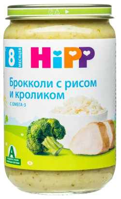 Пюре HiPP (Хипп) Пюре Брокколи с рисом и кроликом, 190 г