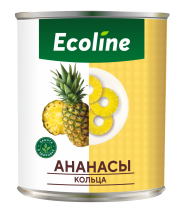 Ананасы кольца в легком сиропе, 830 г (масса продукта 430 г)