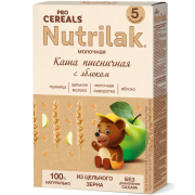 Каша Нутрилак Premium Пшеничная с яблоком PROCEREALS молочная цельнозерновая, 200г