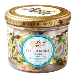 Грузди белые соленые резаные стерилизованные,  200 г (масса продукта 100 г)