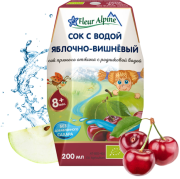 Сок ORGANIC прямого отжима с родниковой водой Яблочно-вишневый, 0,2л