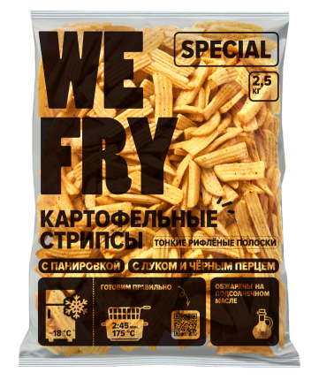 Картофельные стрипсы с панировкой с луком и черным перцем (FMB21) Special We Fry, 2,5 кг