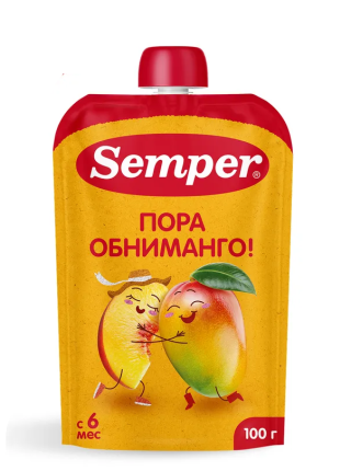 Пюре Сэмпер Яблоко Манго Персик, 100 гр
