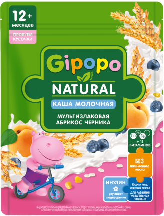Каша молочная Мультизлаковая Слива Абрикос Черника, 200 г