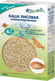 Каша Fleur Alpine (Флер Альпин) безмолочная Рисовая гипоаллергенная, 175 г