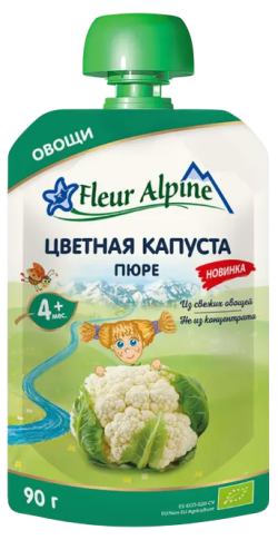 Пюре ORGANIC цветная капуста Fleur Alpine 90г (пауч)