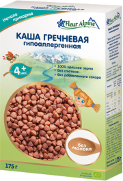Каша Fleur Alpine (Флер Альпин) безмолочная Гречневая гипоаллергенная, 175 г