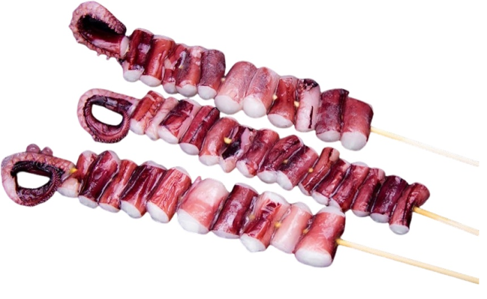 Кальмар гигантский, щупальца, кусочки на шпажке, 500 г