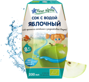 Сок ORGANIC прямого отжима с родниковой водой Яблочный Fleur Alpine 0,2л