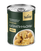 Шампиньоны резаные консервированные стерилизованные, 425 мл/ 400 г (масса продукта 200 г)