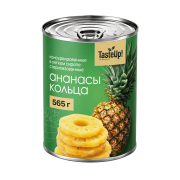 Ананасы кольца в легком сиропе, 565 г (масса продукта 340 г)
