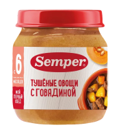 Пюре Semper (Сэмпер) Тушеные овощи с говядиной, 100 г