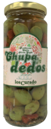 Зеленые оливки Chupa dedos с перцем и травами (с косточкой), 360 г