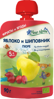 Пюре ORGANIC яблоко-шиповник, 90г 