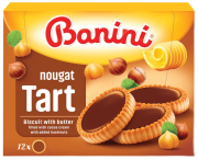 Печенье Tart Nougat с какао-начинкой и фундуком BANINI, 210 г