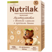 Каша Nutrilak (Нутрилак) PROCEREALS молочная Мультизлаковая с овсяными хлопьями и кусочками банана цельнозерновая, 200 г