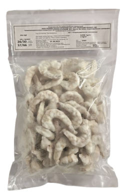 Креветки очищенные без хвоста без вены IQF 26/30, 1 кг