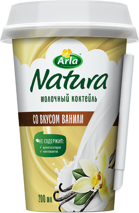 Молочный коктейль Arla Natura® со вкусом ванили м. д. жира 1,4% 200 мл 