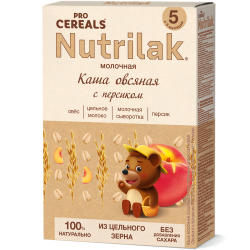 Каша Нутрилак Premium Овсяная с персиком PROCEREALS молочная цельнозерновая, 200г