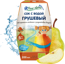 Сок ORGANIC прямого отжима с родниковой водой Грушевый, 0,2л