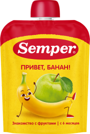 Пюре Semper  яблоко и банан, 90 г
