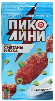Колбаски Пиколини со вкусом Сметаны и Лука полусухие сырокопченые, 50 г
