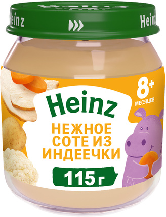 Пюре мясное Нежное соте из индеечки с 8 месяцев, 115 г