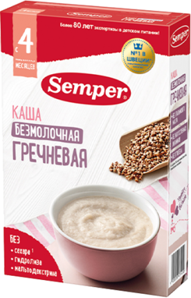 Каша Semper (Сэмпер) безмолочная Гречневая, 180 г