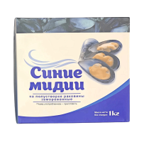 Мидии синие на полустворке раковины IQF 30/45, 1 кг