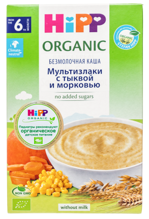 Каша HiPP (Хипп) безмолочная Мультизлаки с тыквой и морковью, 200 г