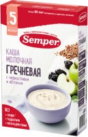 Каша Semper (Сэмпер) молочная Гречневая с черносливом и яблоком, 180 г