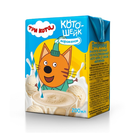 Напиток молочный ультрапастеризованный «Кото-шейк» со вкусом «Мороженое». Массовая доля жира 1,5%, 200 мл.