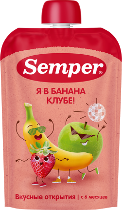 Пюре Банан, Клубника, Яблоко, 100 г