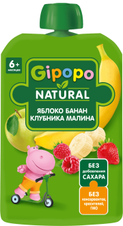 Пюре Яблоко, Банан, Малина, Клубника, 90 г