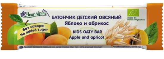 Батончик Fleur Alpine (Флер Альпин) Овсяный с яблоком и абрикосом, 23 г