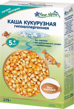 Каша FLEUR ALPINE  безмолочная кукурузная с пребиотиками, 175 г.