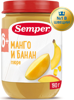 Пюре фруктовое Манго и банан без сахара с 6 мес, 190 г