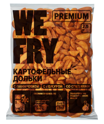 Картофельные дольки со специями и кожурой в панировке (W01) Premium We Fry, 2,5 кг