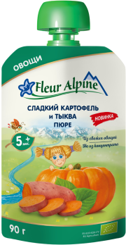 Пюре FLEUR ALPINE  сладкий картофель и тыква 90г (пауч)