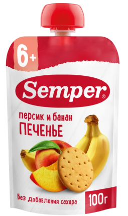 Пюре Персик и банан с печеньем, 100 г