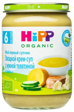 Пюре HiPP (Хипп) Овощной крем-суп с нежной телятиной, 190 г