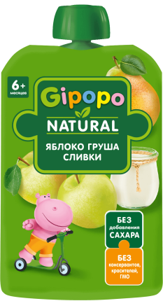 Пюре Яблоко, Груша, Сливки, 90 г 