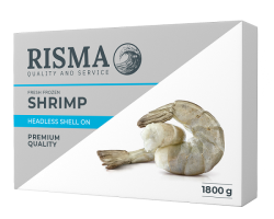 Креветки королевские в панцире без головы во льду 21/25, 1,8 кг