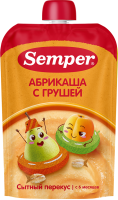 Пюре Semper (Сэмпер) Груша и абрикос с кашей, 120 г