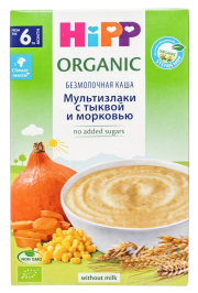 КашаHiPP (Хипп) безмолочная Мультизлаки с тыквой и морковью, 200 г