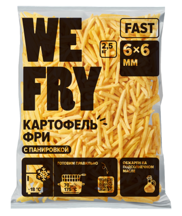 Картофель фри с панировкой 6x6 мм (FT6) Fast We Fry, 2,5 кг