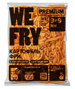 Картофель фри c панировкой со специями 9х9 мм (FMB9) быстрозамороженный Premium We Fry, 2,5 кг
