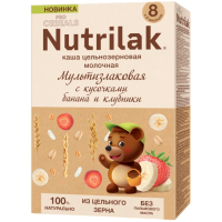 Каша Nutrilak (Нутрилак) PROCEREALS молочная Мультизлаковая с кусочками банана и клубники цельнозерновая, 200 г